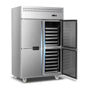Commercial Kitchen Equipment Air Cooling 4 Doors Upright Refrigerator Chiller Freezer With Trays