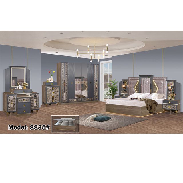 High Quality Mdf 2024 Design Queen Home Full King Size Modern Furnitures Turkish Luxury Custom Bedroom Set