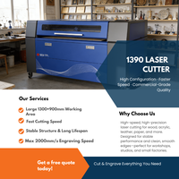 Machine de découpe laser CO2 CNC de type portique 1390 avec caméra CCD et mise au point automatique, compatible PLT, pour découpe laser de bois et acrylique