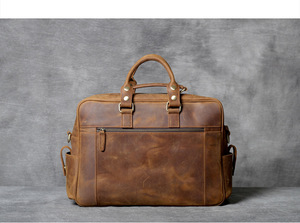 Sacs de voyage Vintage en cuir véritable pour hommes, sacoches à bandoulière carrées multi-poches - Product Image 5