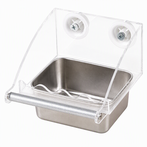 <b>Bird</b> <b>Cage</b> Water Bowl Acrylic Screw Mount Holder Removable Stainless Steel Cup for Small <b>Birds</b> Cockatiel Parakeet - Product Image 6
