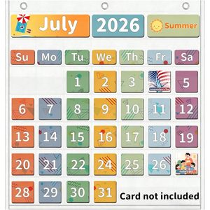 Calendario de bolsillo para el aula, 45 bolsillos, mensual, en blanco, esenciales para el maestro, uso escolar - Product Image 1