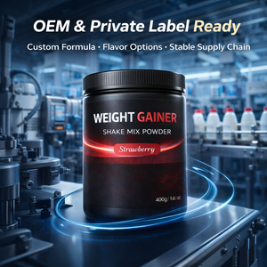אבקת גיינר משקל בכמות גדולה לעלייה במסת שריר |   תערובת שייק אנרגיה גבוהה בטעם תות |   מותג פרטי OEM - Product Image 6