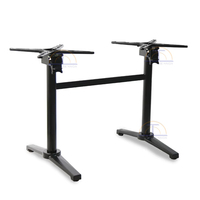 Pied de table pliable léger en aluminium noir, base croisée, design industriel, pour salle à manger, cuisine, mobilier commercial, terrasse, restaurant