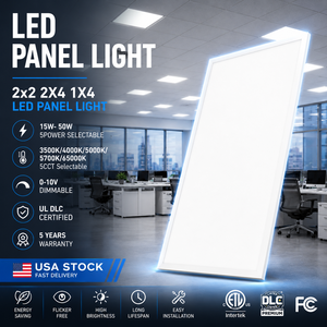 Us Stock DLC UL ETL AC120-277V 50W 5000K 2X2 2x4 Flat Led <b>Light</b> <b>Panels</b> Dimmable 5CCT 5Power Selectable Flush Mount Ceiling - Product Image 1