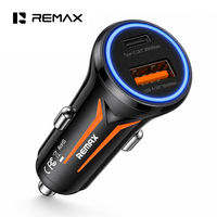 Cargador de Coche REMAX CC05 de 54W, Aleación de Zinc, USB-C y USB-A, con Luz LED, QC3.0, Doble Puerto, Carga Rápida