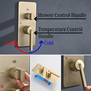 Pomme <span class=keywords><strong>de</strong></span> douche murale ronde HIDEEP pour salle <span class=keywords><strong>de</strong></span> bain, eau chaude et froide, corps principal, robinet <span class=keywords><strong>de</strong></span> douche pour <span class=keywords><strong>baignoire</strong></span>, or brossé - Product Image 3
