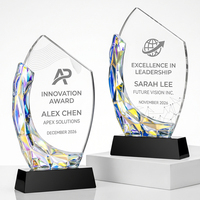 Trophée en cristal personnalisé en forme de voilier irisé, gravé et imprimé UV, pour récompense de leadership et d'excellence, plaque de cérémonie haut de gamme