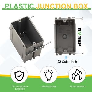 グレーエンクロージャー<span class=keywords><strong>PVC</strong></span>スイッチコンセント新作電気ジャンクションボックス1ギャング22.5立方インチネイルオン - Product Image 3