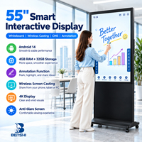 Kiosque interactif tactile anti-reflet 4K de 55 pouces, Android 14, affichage numérique, tableau blanc, partage d'écran sans fil pour réunions et enseignement