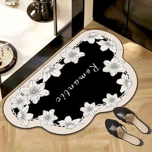 Bathroom <b>Mat</b> Diatomaceous Earth Crystal Velvet Absorbent Non Slip Novelty Shape Floral Pattern Home Use - Product Image 3
