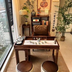 Chinese Zen Tea <b>Table</b> Set Ebony Wood Storage Solid Wood Brewing Tea Cabinet For Living Room Office - Product Image 3