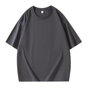Camiseta de Algodón de Color Sólido para Hombre, Talla Grande, Manga Corta, Cuello Redondo, Estilo Informal, Tejido de Punto Liso - Product Image 6