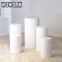 WOWORK Vente en gros de socles cylindriques ronds en métal doré miroir, supports à fleurs pour mariage, tables de desserts pour la décoration de fête