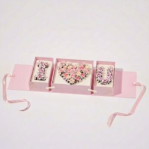 Boîte cadeau pliante de luxe FX, petite, design personnalisé, bouquet de fleurs, boîte cadeau pour la Saint-Valentin avec ruban - Product Image 1