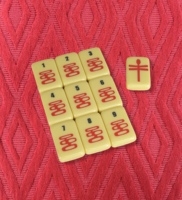 En gros, Ensemble de Mahjong Américain Mid-Century Tree, 160 tuiles en acrylique ivoire, motif arbre rétro, jeu de table