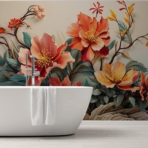 Papel Tapiz Floral 3D para Decoración de Paredes de Sala de Estar, Mural de Hojas y Flores - Product Image 4