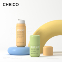 Flacon pulvérisateur sans air en plastique personnalisé de 30 ml, 50 ml, 100 ml, forme ronde, emballage cosmétique pour sérums et lotions pour soins de la peau