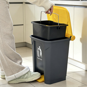 Outdoor Foot Operated Trash Can Rectangular Plastic Pedal <b>Bin</b> Indoor Outdoor Use Large Capacity Kitchen Waste <b>Bins</b> - Product Image 2