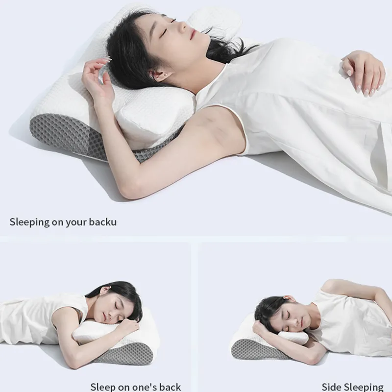 Shaped horn pillow for side sleep zero pressure pillow memory cotton slow rebound neck support sleep pillow