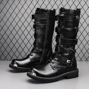 Botas de Motocicleta para Hombre, Estilo Punk Heavy Metal, Cuatro Estaciones, Talla Grande, Retro, Versátiles, a la Moda, para Trabajo - Product Image 1