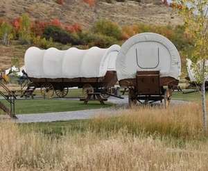 Nieuwe Grote Outdoor Luxe Mobiele Tent Huis Glamping Wagon Tent/Luxe Hotel Camping Wagon Tent Auto/Houten Huis Overdekte Wagen - Product Image 2