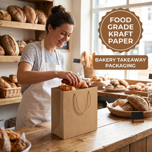 Sac fourre-tout de luxe en papier kraft brun écologique avec lamination, logo personnalisé imprimé, sac de courses autoportant - Product Image 3