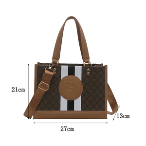 Borsa da Donna alla Moda di Grande Capacità, Nuovo Modello Bicolore con Stampa Dorata, Chiusura a Cerniera in PU, Fodera in Nylon, Ideale per il Pendolarismo - Product Image 3