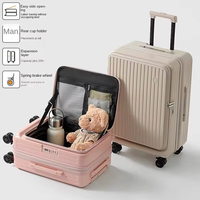 Ensemble de 3 valises spinner légères avec couvercle à ouverture rapide frontale, bagages extensibles à roulettes 20/24 pouces