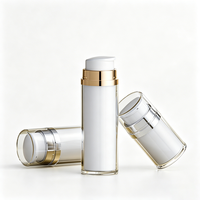 Flacon pompe airless en acrylique blanc nacré personnalisable 30ml 50ml 100ml, emballage cosmétique sous vide, pot à crème givré