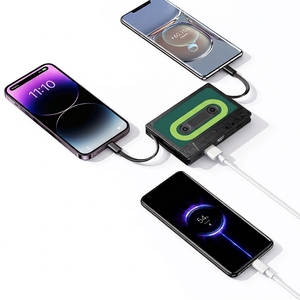 Banco de Energía con Diseño de Casete Retro, 10000mAh, Carga Rápida, Cargador Móvil con Cable Integrado, Estación de Energía Portátil, Certificación 3C - Product Image 2