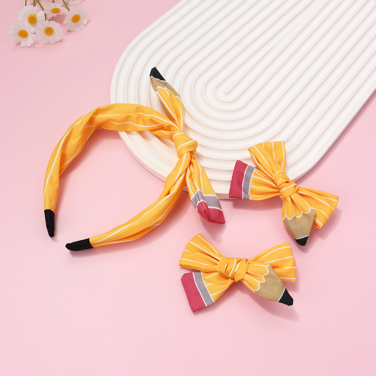 Jaune (Pinces à Cheveux Bandeau 3Pcs/Set)