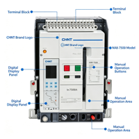 Disjoncteur d'air CHINT NA8 200A-7500A 3P 4P AC400/690V 50kA-80kA IP20 Certifié IEC 60947-2 CE CCC Garantie 2 ans Usine