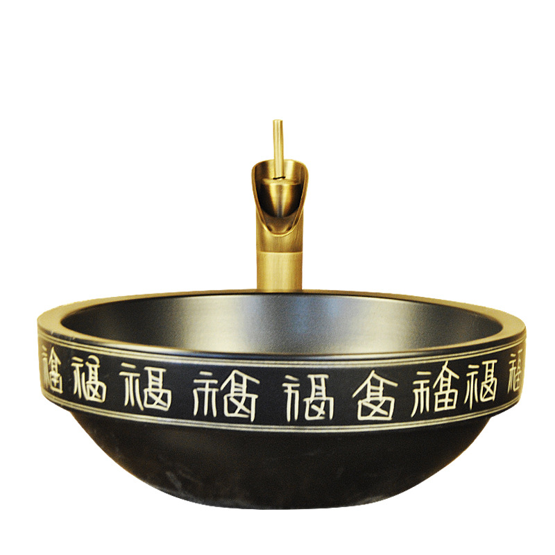 New design ceramic art round basin semi-counter sink for hotel bathroom
