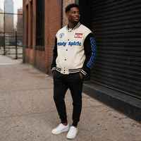 Blouson de baseball ample style urbain pour homme – Nouvelle collection Printemps/Automne 2025 – Design décontracté et polyvalent avec empiècements color-block