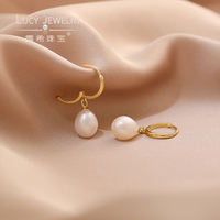 Pendientes de Perlas Akoya de Plata de Ley 925 Chapados en Oro al por Mayor, Perlas Blancas en Forma de Lágrima, Certificadas por NGTC, Estilo Bonito para Mujer