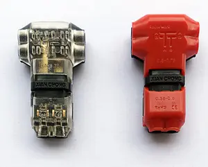 ตัวล็อกสายไฟฟ้าหัวต่อสายเคเบิล,ขั้วต่อสายไฟหุ้มฉนวนสีแดงสำหรับรัดสายไฟรถยนต์