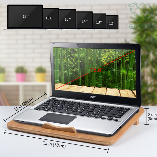Laptop Cooling Pad - Best Bamboo Wood Laptop Cooler for 12-17 Inch Laptop, with 2 Powerful Fans, Adjustable Mount Stand