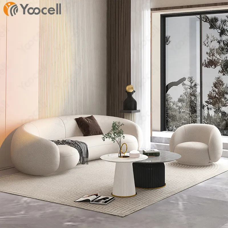 Yoocell conjunto de sofá moderno, sala de estar, sofá, cama, móveis, sala de estar, estofado em tecido boucle