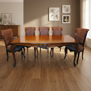 Juego de Comedor de Lujo Italiano Clásico, Tallado a Mano en Madera Sólida, Estilo Victoriano Antiguo, Diseño Plegable Confortable, Muebles para el Hogar - Product Image 3