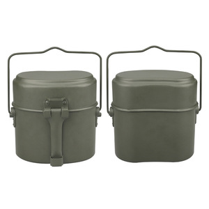 Scatola pranzo in alluminio stile classico pasto Bento Box Picnic portatile tre pezzi Set di pentole per campeggio all'aperto - Product Image 1