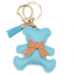 Pu Leather Multi-color <b>Cute</b> <b>Bear</b> Bag Pendant Keychain Creative and Trendy Colorful <b>Bear</b> Car Keychain Pendant - Product Image 1