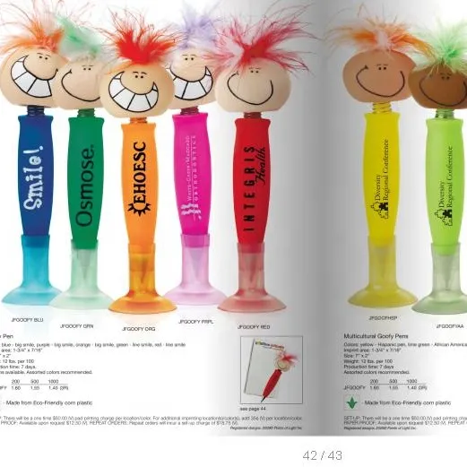 Promoción personalizada 3d bolígrafo de cabeza bobble, divertido bolígrafo de plástico en forma de diente con logotipo
