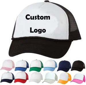 Gorros boné de espuma para caminhoneiros, presente promocional ajustável bordado com logotipo personalizado, impresso, branco, vermelho, malha