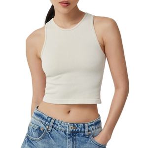 เสื้อครอปแขนกุดผ้าฝ้ายถัก 100% สำหรับฤดูร้อน ขายส่ง รับผลิตแบรนด์ของคุณเอง แห้งเร็ว ระบายอากาศดี เป็นมิตรกับสิ่งแวดล้อม สไตล์ลำลอง พิมพ์ลายดิจิทัลด้านหน้า - Product Image 4