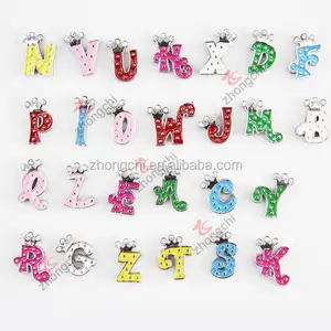 Groothandel 8Mm Bling Bling 26 Letters Crystal Slider Charms Kroon Alfabetten Letters Kralen Slider Bedels Voor Sieraden Maken