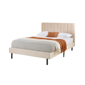 Lit plateforme confortable en velours <span class=keywords><strong>rose</strong></span> pour enfants avec tête de lit capitonnée / Lit luxueux en velours <span class=keywords><strong>rose</strong></span> capitonné pour <span class=keywords><strong>chambre</strong></span> d'enfant - Product Image 3