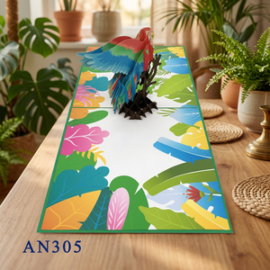 Tarjeta Pop-up 3D de Loro al por Mayor, Diseño Personalizado, Artesanía Hecha a Mano, Arte en Papel, Vietnam, Regalos de Acción de Gracias y Cumpleaños, Impresión Offset - Product Image 3