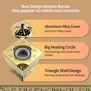 Nuovo bruciatore di incenso moderno in <span class=keywords><strong>oro</strong></span> nero stile arabo in metallo Bakhoor bruciatore di incenso per diffusore di aromi medio-orientali - Product Image 4