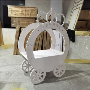 Carroza de Calabaza de <span class=keywords><strong>Cenicienta</strong></span> para Decoración de Fiestas de Boda, Carrito de Exhibición de Dulces y Postres de PVC Blanco con Caballo - Product Image 6
